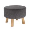 Foot Rest Stool/Seat Luxury Upholstered Large Footstool Round Ottoman Pouffe Stool Wooden 4Legs and Linen Cover (8 Colors) (Color : Dark Gray) view 1