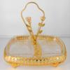 2-Tier Candy or cookies dish, Glass & Gold metal with handle/Home Decorative view 2