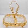 2-Tier Candy or cookies dish, Glass & Gold metal with handle/Home Decorative view 4