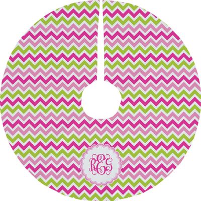 YouCustomizeIt Personalized Pink & Green Chevron Tree Skirt