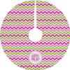 YouCustomizeIt Personalized Pink & Green Chevron Tree Skirt view 1