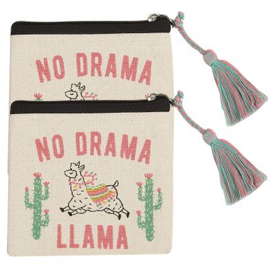 No Drama Llama 2-Pack Coin Pouch, Coin Purse, Money Holder