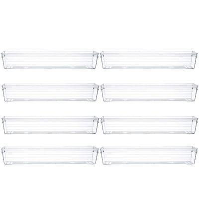 Backerysupply Clear Plastic Drawer Organizer Tray for Vanity Cabinet (1232Set of 8),Storage Tray for Makeup, Kitchen Utensils, Jewelries, and Gadgets