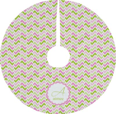 YouCustomizeIt Personalized Pink & Green Geometric Tree Skirt