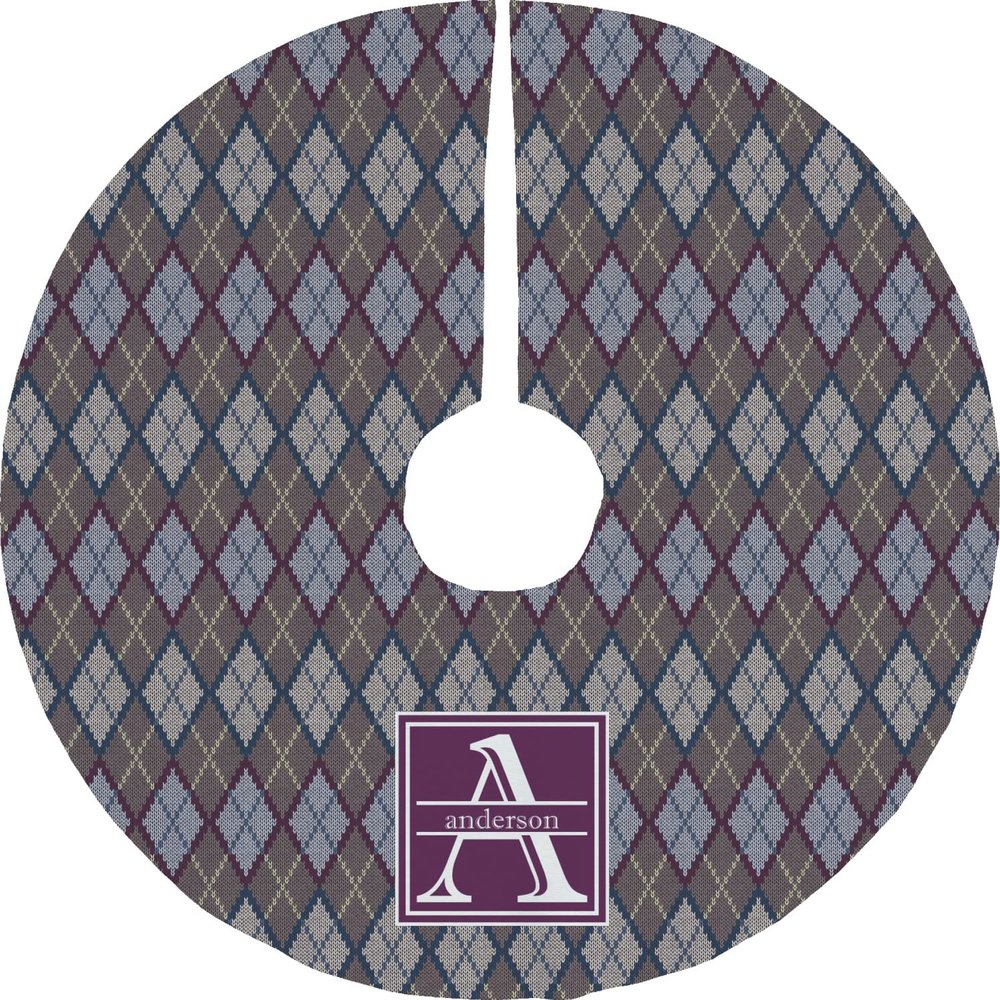 YouCustomizeIt Personalized Knit Argyle Tree Skirt