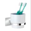 Wenko Turbo-Loc Quadro Chrome Toothbrush Holder, 7 x 10 x 9.5 cm, for Toothbrush and Toothpaste, No Drilling Required view 1