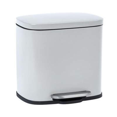 Wenko Leno 23715100 Pedal Bin Easy-Close White - Bin with Soft-Close Mechanism - Steel - 21.5 x 19 x 29.5 cm
