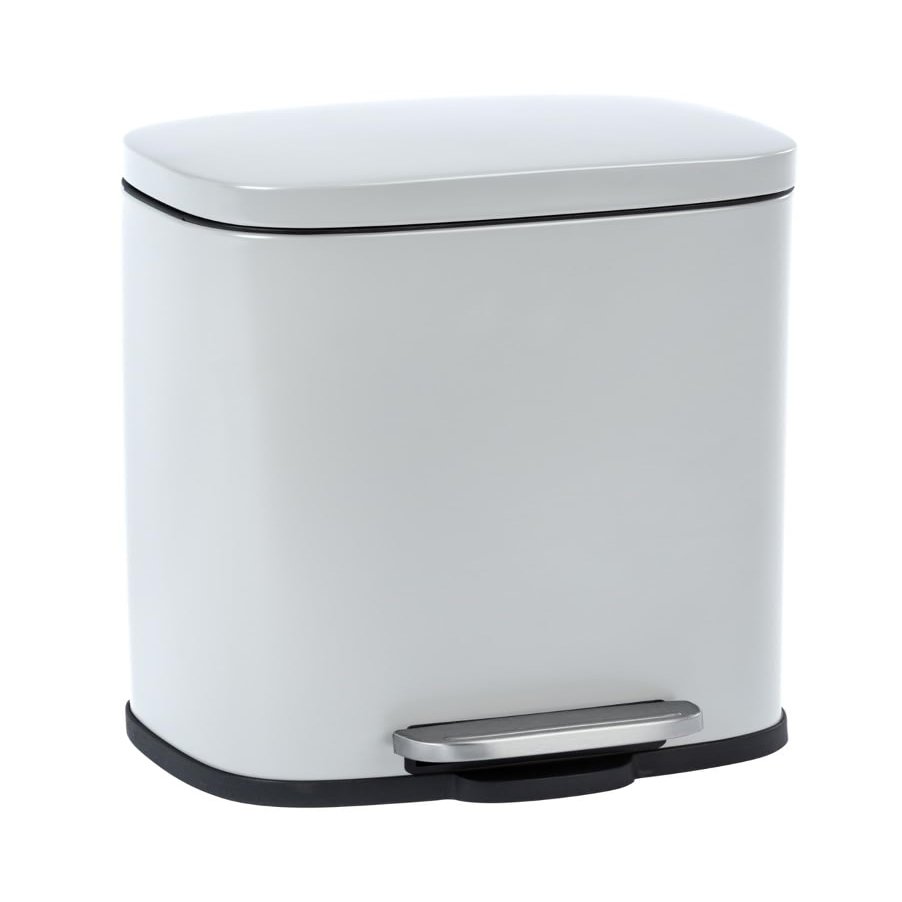 Wenko Leno 23715100 Pedal Bin Easy-Close White - Bin with Soft-Close Mechanism - Steel - 21.5 x 19 x 29.5 cm