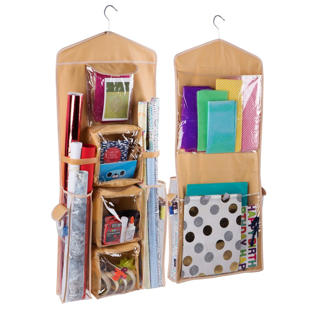 Regal Bazaar Double-Sided Hanging Gift Bag and Gift Wrap Organizer (Beige)