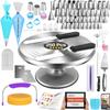 RFAQK 250 PCs Aluminum Cake Decorating Tools Kit with 12" Metal Turntable & Knife set-48 Numbered Icing Tips-3 Russian Piping Nozzles-Straight & Angled Spatula-Cake Leveler& Baking Supplies Tools view 1