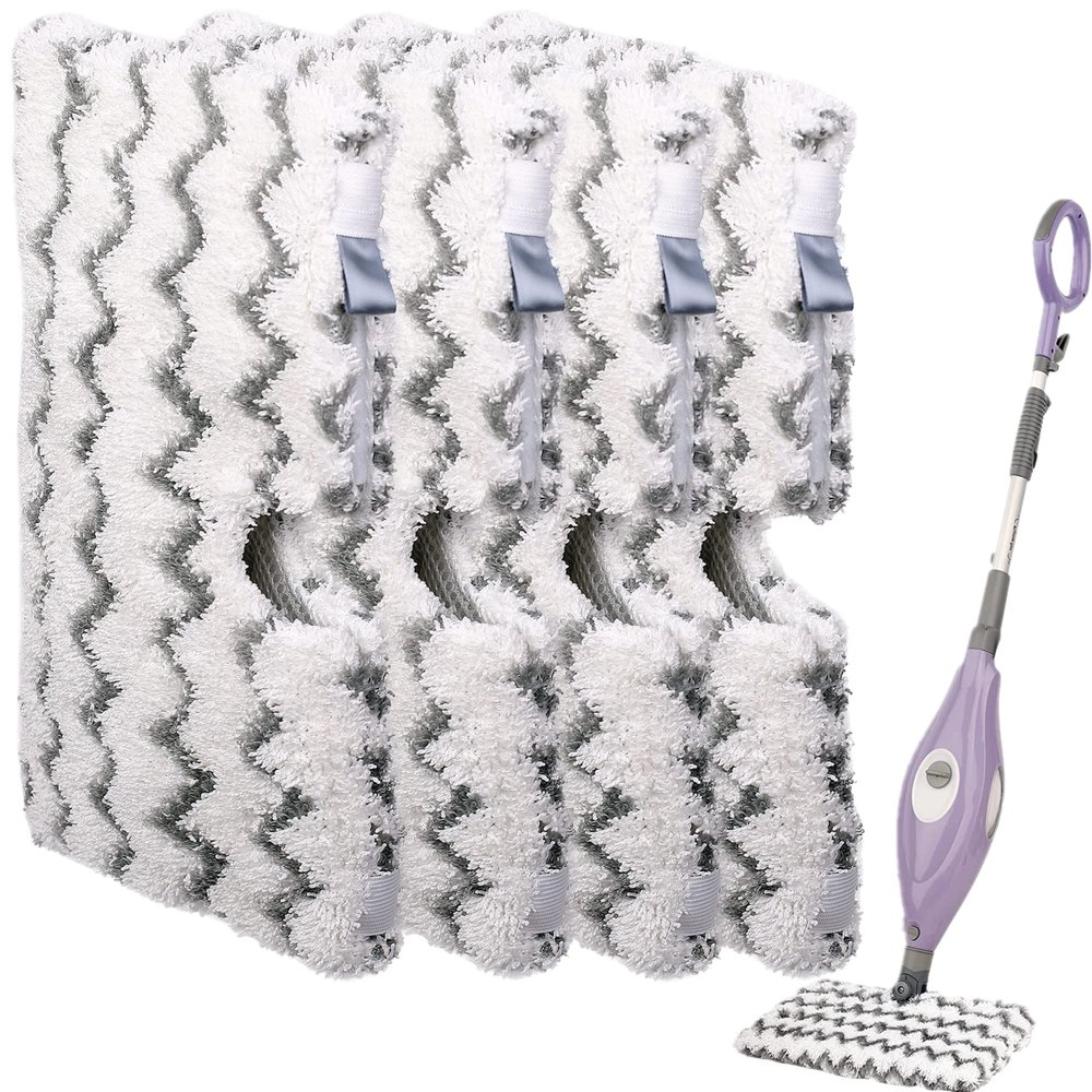 F Flammi 4-Pack Replacement Pads Compatible with Shark Steam Pocket Mop S3501 S3601 S3901 S3550 S3801 SE450, Double-Sided Microfiber Refills for Hardwood Tile Floor, Professional Scrubbing Strips