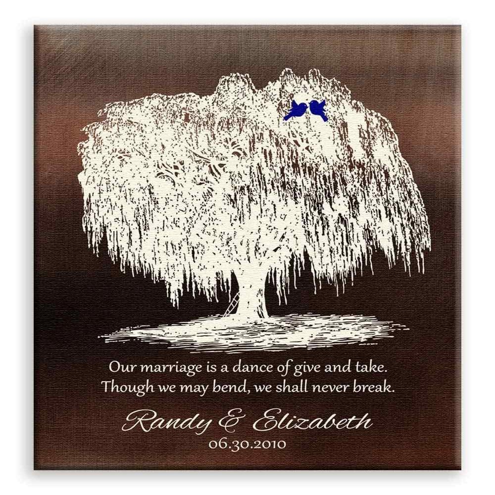 11x14 Mounted Canvas Art Print - 9 Year Anniversary Personalized Family Willow Tree Gift Faux Bronze - With Gift Wrapping LTC-C1380