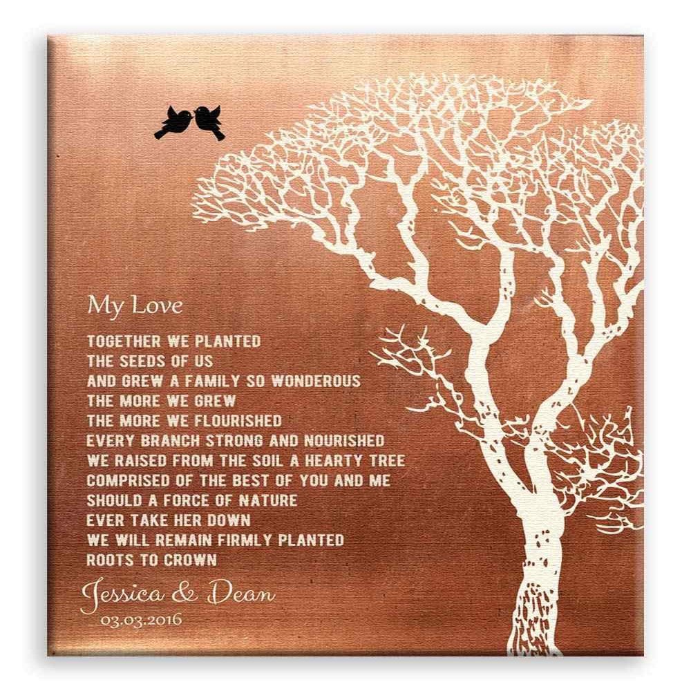 11x14 Mounted Canvas Art Print - My Love Poem Personalized Faux Copper Gift - With Gift Wrapping LTC-C1299