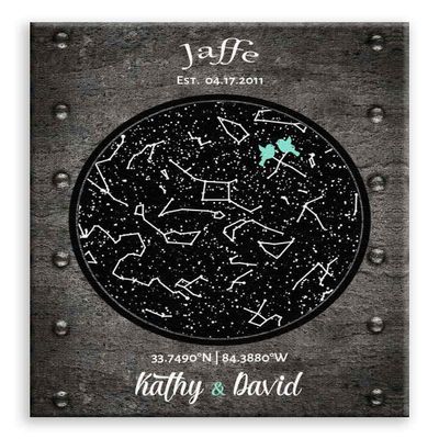11x14 Mounted Canvas Art Print - 6 Year Anniversary, Iron Anniversary, Custom Star Map, Constellation Art, Stars Aligned, Night Sky - With Gift Wrapping LTC-C1744