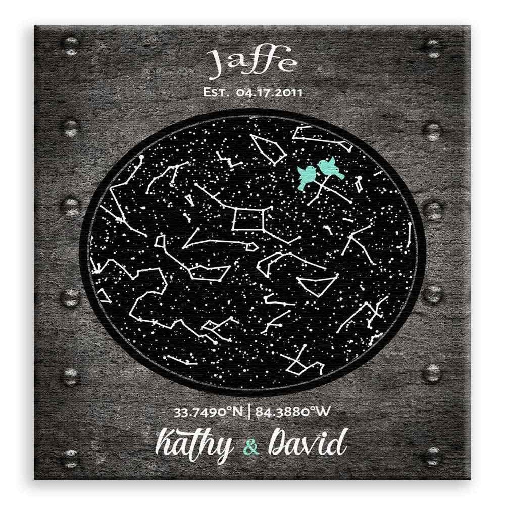 11x14 Mounted Canvas Art Print - 6 Year Anniversary, Iron Anniversary, Custom Star Map, Constellation Art, Stars Aligned, Night Sky - With Gift Wrapping LTC-C1744