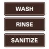 All Quality Standard WASH RINSE SANITIZE Set of 3 Bay Sink Signs - Dark Brown (Large) - Easy to Install - Restaurant & Commercial Kitchen Sink Signs view 1