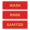All Quality Standard WASH RINSE SANITIZE Set of 3 Bay Sink Signs - Restaurant & Commercial Kitchen Sink Signs - Easy to Install - Red/Gold (Large) view 1