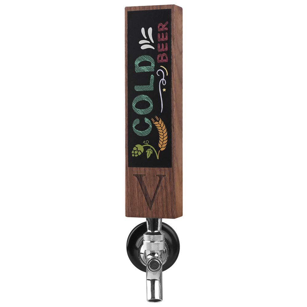 Fanfoobi Monogrammed V ChalkboardBeer Tap Handle for Home Bar(from Alphabet 26 A-Z) Perfect For Brewery, Laser Engraved Chalkboard Tap Handles, Beer Brew Gift, 8 Inch Tall Walnut Wood