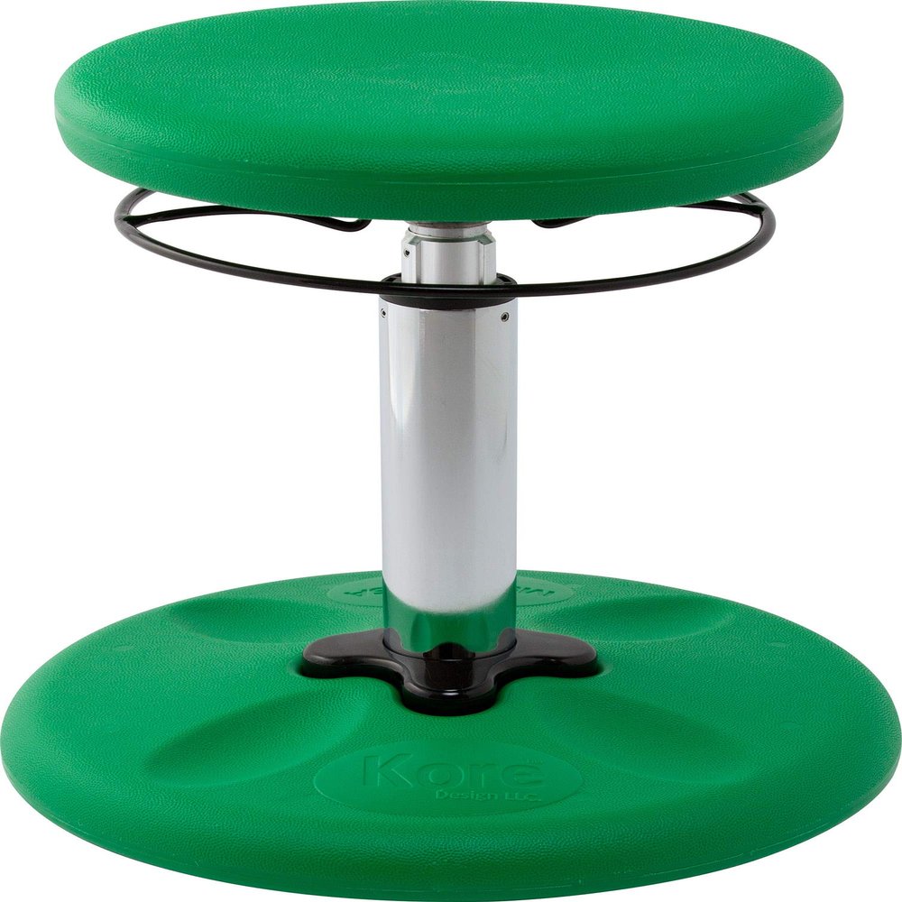 KORE DESIGN Adjustable Wobble Stool Chair, Girls + Boys Kid Desk Stools, Ergonomic Small Office Chairs, Flexible Seating for Active Kids, ADD/ADHD, Classroom, Home, Age 6-11, Standard (14-19in), Green
