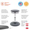 KORE Design Adjustable Wobble Stool Chair, Girls + Boys Kid Desk Stools, Ergonomic Small Office Chairs, Flexible Seating for Active Kids, ADD/ADHD, Classroom, Home, Age 6-11, Standard (14-19in), Grey view 4
