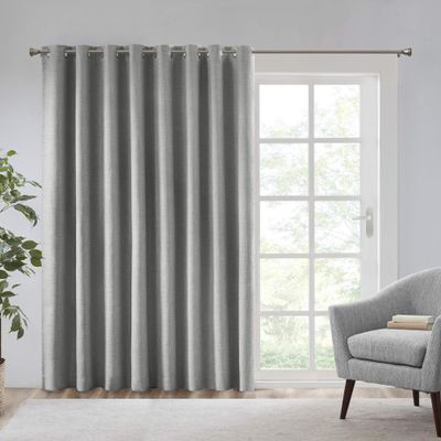 Sun Smart Maya Blackout Curtain Patio Single Window, Textured Heatherd Print, Grommet Top Living Room Dcor, Thermal Insulated Light Blocking Drape for Bedroom and Apartments, 100x84, Grey