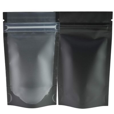 QQ Studio Pack of 100 Translucent Front Matte Black Poly Plastic Resealable Bags (3.3oz (5" x 7"), Stand-Up Pouch)