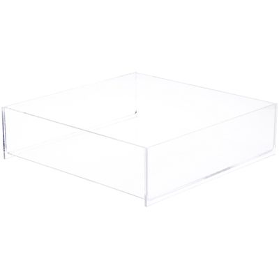 Plymor Clear Acrylic Square Open Top Merchandise Display Tray, 14" W x 14" D x 4" H