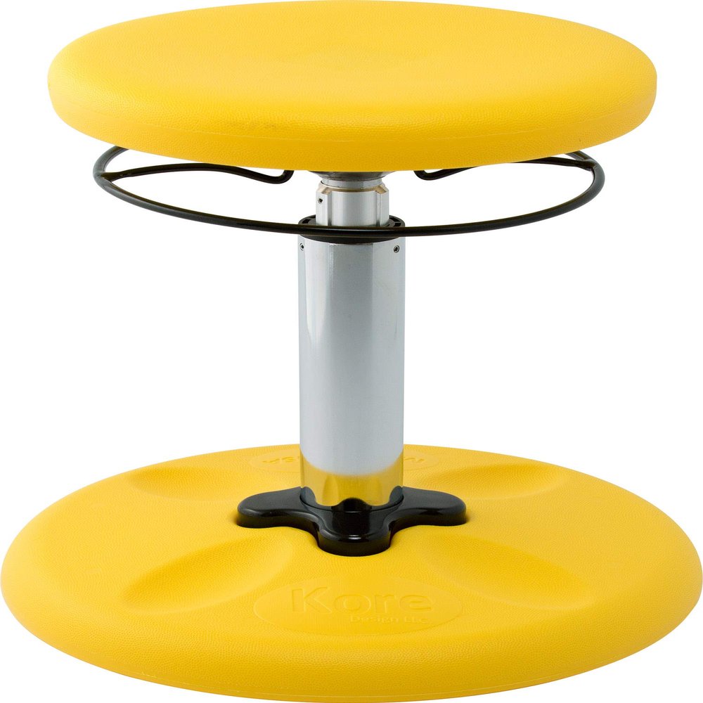 KORE Design Adjustable Wobble Stool Chair, Girls + Boys Kid Desk Stools, Ergonomic Small Office Chairs, Flexible Seating, Active Kids, ADD/ADHD, Classroom, Home, Age 6-11, Standard (14-19in), Yellow