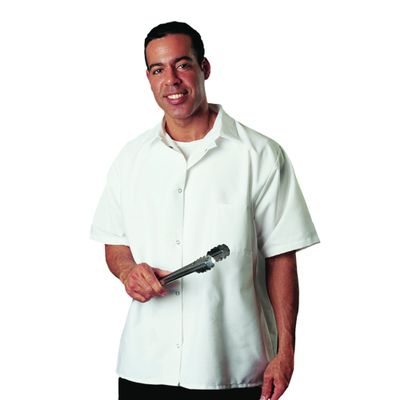 Fame Fabrics 81165 C25 Short Sleeves, 6 Snaps Cook Shirt, White, LG