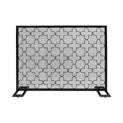 Christopher Knight Home Uriah Modern Single Panel Iron Firescreen, Black Brushed Silver Finish