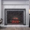 Christopher Knight Home Uriah Modern Single Panel Iron Firescreen, Black Brushed Silver Finish view 2