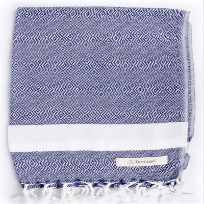 Bersuse 100% Cotton Laodicea Bathroom Hand Towels - Turkish Towels, Absorbent Soft Gentle Quick-Drying Cotton - Hair, Face, Hand, Kitchen Tea Towel - 23x43 Inches, Dark Blue (Set of 12)