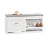 SoBuy White Storage Shoe Bench with 2 Flip Drawers, Hidden Shoe Bench, Free Standing Shoe Rack, Shoe Cabinet, Hallway Storage Bench with Seat Cushion FSR64-W view 1