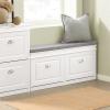 SoBuy White Storage Shoe Bench with 2 Flip Drawers, Hidden Shoe Bench, Free Standing Shoe Rack, Shoe Cabinet, Hallway Storage Bench with Seat Cushion FSR64-W view 2