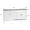 SoBuy White Storage Shoe Bench with 2 Flip Drawers, Hidden Shoe Bench, Free Standing Shoe Rack, Shoe Cabinet, Hallway Storage Bench with Seat Cushion FSR64-W view 3