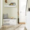SoBuy White Storage Shoe Bench with 2 Flip Drawers, Hidden Shoe Bench, Free Standing Shoe Rack, Shoe Cabinet, Hallway Storage Bench with Seat Cushion FSR64-W view 4