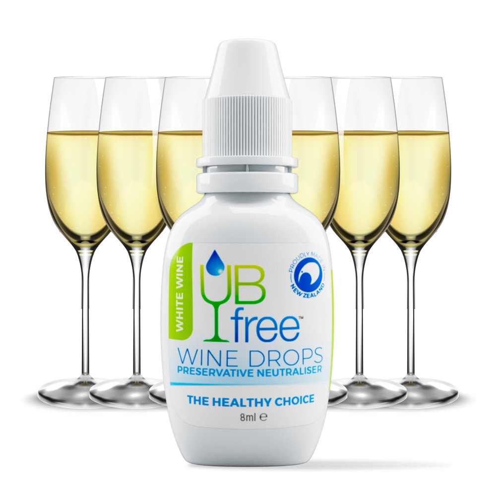 UBfree Wine Drops - Sulfite and Histamine Remover for White Wine - 1 Pack - Made in New Zealand - Natural, Odorless, Tasteless, Reduces Headaches and Allergies - Portable