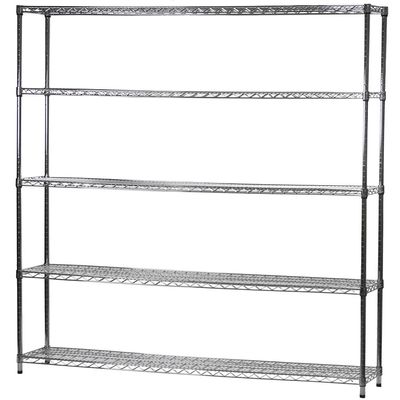 Shelving Inc. 14" d x 72" w x 64" h Chrome Wire Shelving with 5 Tier Shelves, Weight Capacity 800lbs Per Shelf