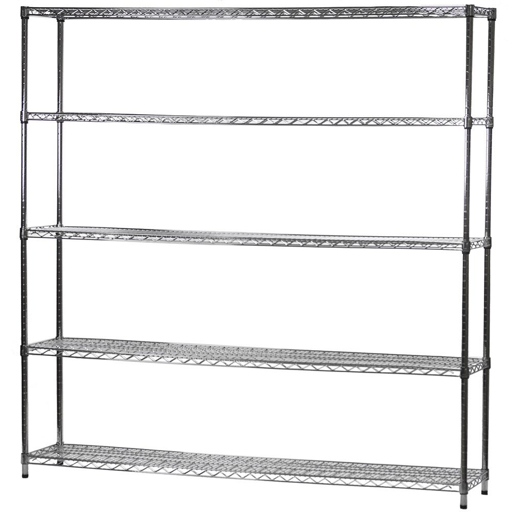 Shelving Inc. 14" d x 72" w x 64" h Chrome Wire Shelving with 5 Tier Shelves, Weight Capacity 800lbs Per Shelf