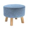 Foot Rest Stool/Seat Luxury Upholstered Large Footstool Round Ottoman Pouffe Stool Wooden 4Legs and Linen Cover (8 Colors) (Color : Light Blue) view 1