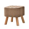 Foot Rest Stool/Seat Modern Large Square Footstool Ottoman Pouffe Chair Solid Wood Foot Stools Dressing Stool 4 Legs and Linen Cover (Khaki) view 1