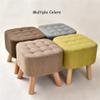 Foot Rest Stool/Seat Modern Large Square Footstool Ottoman Pouffe Chair Solid Wood Foot Stools Dressing Stool 4 Legs and Linen Cover (Khaki) view 4