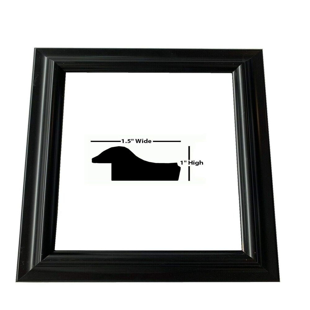 US Art 6x14 Black Matte Finish, Solid Wood 1.5 Inch Wide Picture Poster Frame, 100% American Made #4106842
