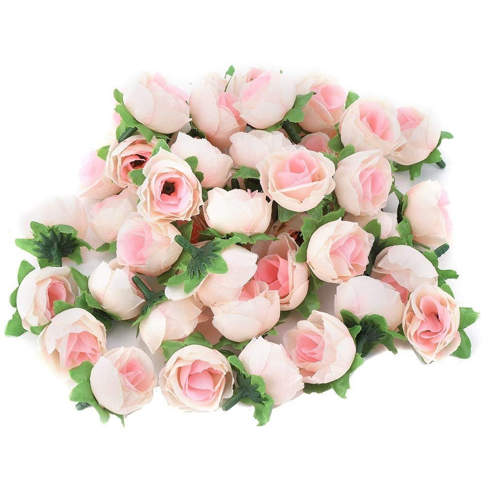 TOPINCN 50pcs Artificial Rayon Peony Heads Flower Fake Flower DIY Weeding Party Background Decoration Baby Shower Home Decor(Champagne)