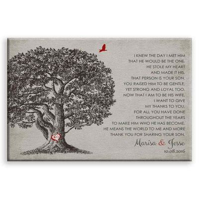 11x14 Mounted Canvas Art Print - Mother of Groom Gift Large Oak Tree I Knew The Day I Met Him - With Gift Wrapping LTC-C1405