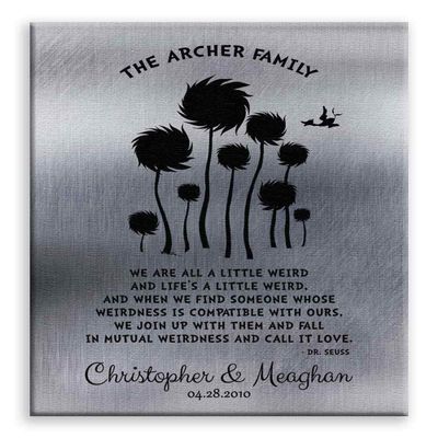 11x14 Mounted Canvas Art Print - 10 Year Anniversary, Personalized Truffula Trees, We are All A Little Weird - With Gift Wrapping LTC-C1469