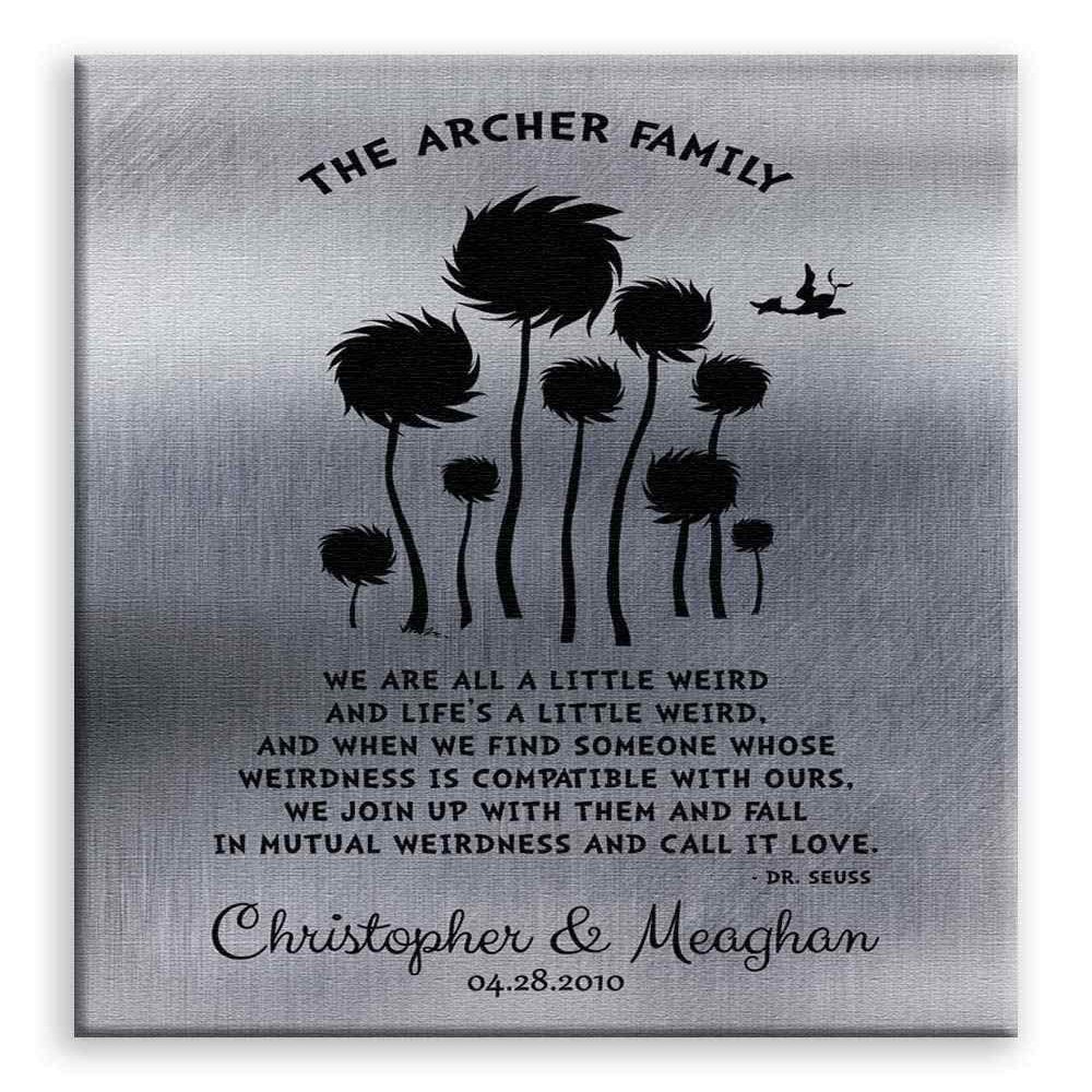 11x14 Mounted Canvas Art Print - 10 Year Anniversary, Personalized Truffula Trees, We are All A Little Weird - With Gift Wrapping LTC-C1469