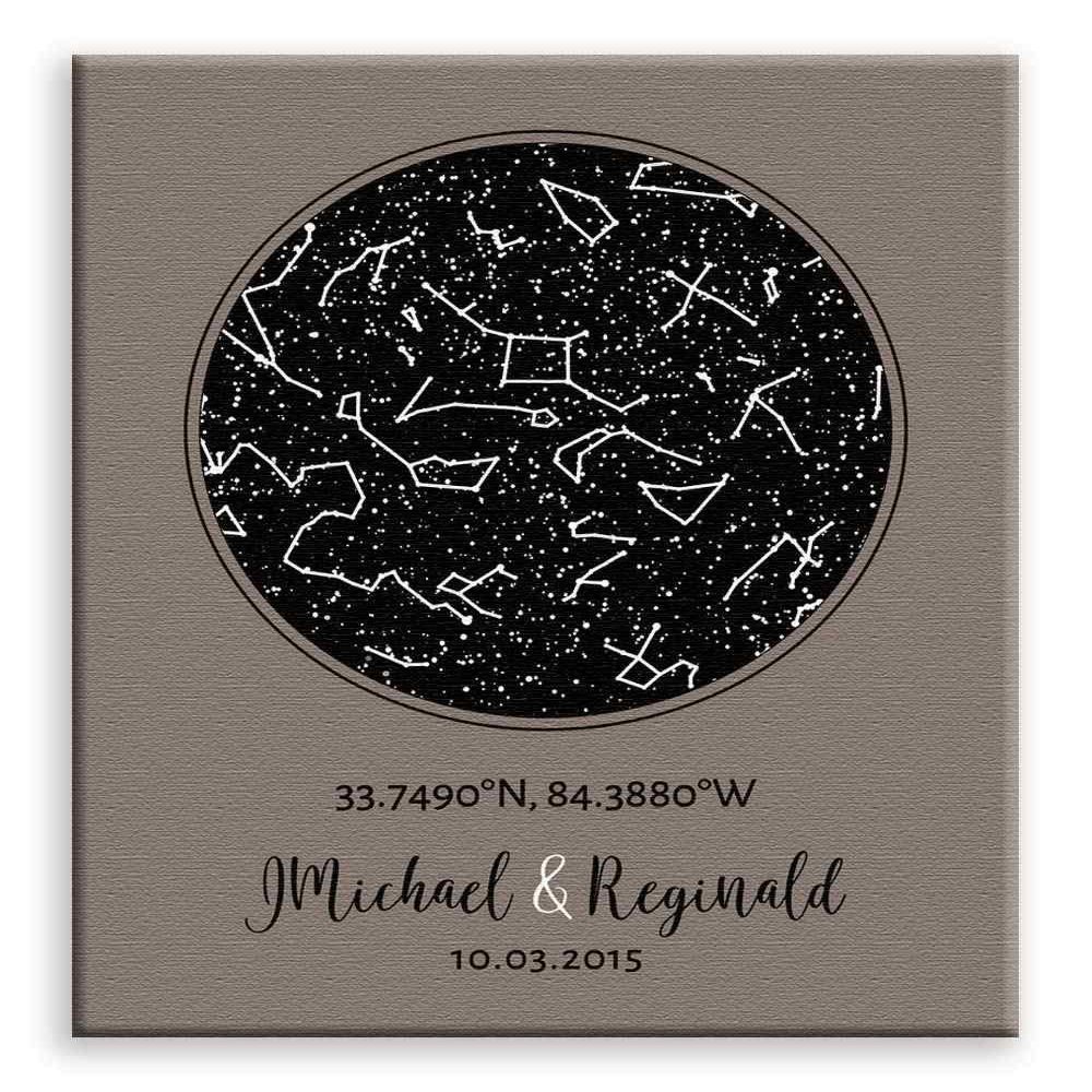 11x14 Mounted Canvas Art Print - 9 Year Anniversary, Custom Star Map, Constellation Art, Bronze Gift, Night Sky - With Gift Wrapping LTC-C1738