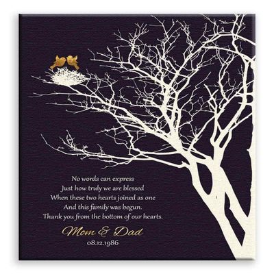 11x14 Mounted Canvas Art Print - 50th Anniversary Gift, Personalized Gift, Wedding Tree, Golden Anniversary Gift - With Gift Wrapping LTC-C1363