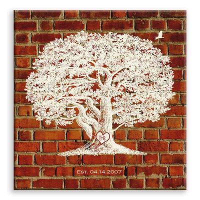 11x14 Mounted Canvas Art Print - 8th Traditional Wedding Anniversary Faux Pottery Bricks Personalized - With Gift Wrapping LTC-C1381